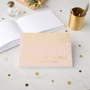Blush Pink & Glam Rose Gold Confetti Wedding Guest Book