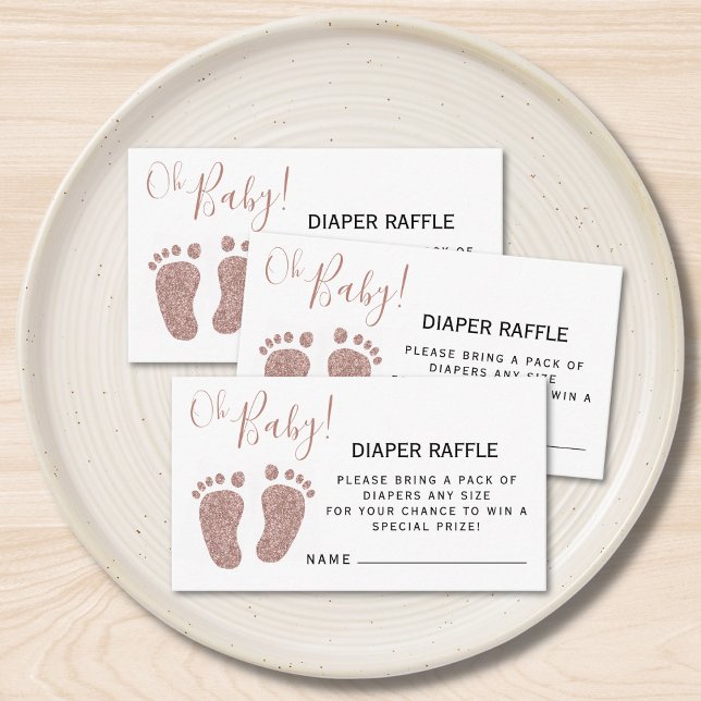 Blush Pink Glitter Baby Feet Diaper Raffle Enclosure Card (Creator Uploaded)