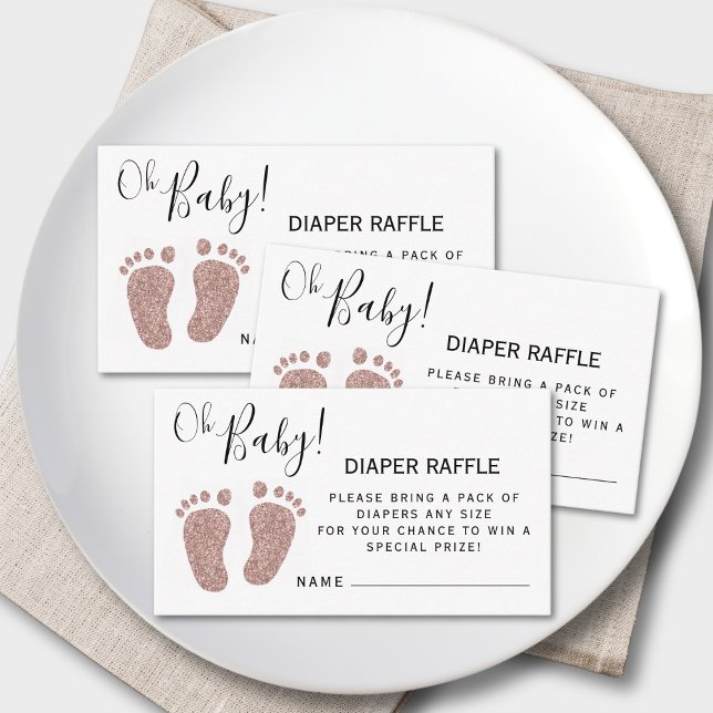 Blush Pink Glitter Baby Feet Diaper Raffle Enclosure Card (Creator Uploaded)