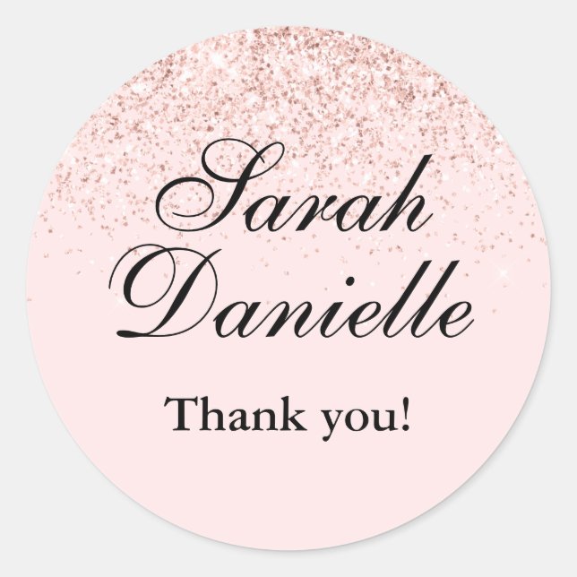 Blush Pink Glitter Confetti Party Favour Classic R Round Sticker (Front)