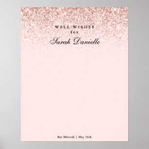 Blush Pink Glitter Confetti Party Sign In Board