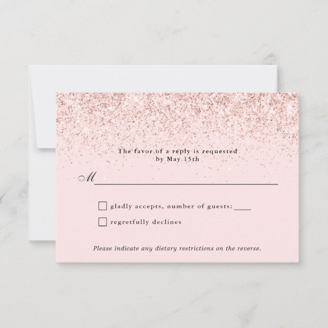 Blush Pink Glitter Confetti Personalised RSVP Card (Front)