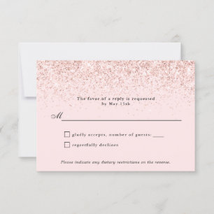 Blush Pink Glitter Confetti Personalised RSVP Card