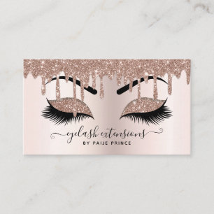 Blush Pink Glitter Drip Makeup Artist Lashist Business Card