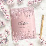 Blush pink glitter drips monogram script 2024 planner<br><div class="desc">A blush pink metallic looking background with faux glitter drips,  paint dripping look.  Personalise and add your monogram initials,  name and a title/year (any year)  Your monogram initials as a pattern on the background.</div>