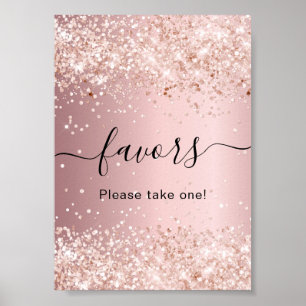 Blush pink glitter dust party favour sign