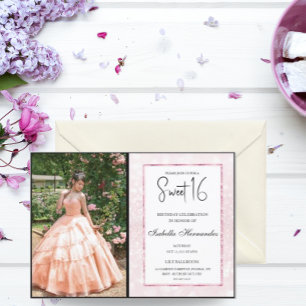 Blush pink glitter elegant chic Sweet 16 Invitation