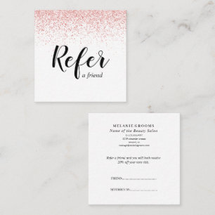 Blush Pink Glitter Elegant Refer A Friend Referral Card
