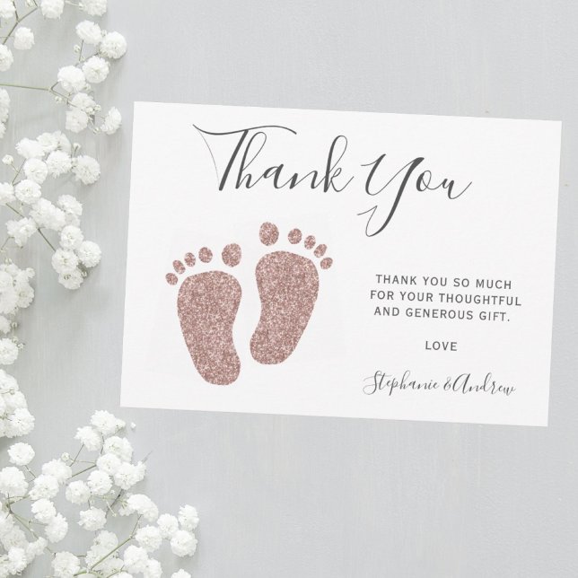 Blush Pink Glitter Feet Baby Shower Thank You (Creator Uploaded)