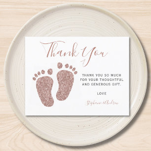 Blush Pink Glitter Feet Baby Shower Thank You  Postcard