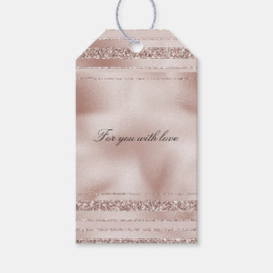 Blush Pink Glitter Glam Stripes Gift Tags