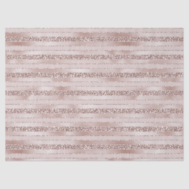 Blush Pink Glitter Glam Stripes Tissue Paper (Front)