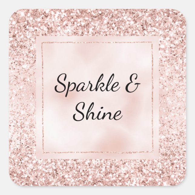 Blush Pink Glitter Glitz     Square Sticker (Front)