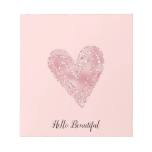 Blush Pink Glitter Glitzy Heart Notepad