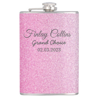 Blush Pink Glitter Hip Flask