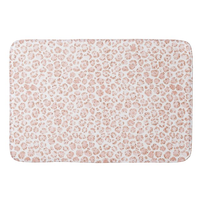 Blush Pink Glitter Leopard Print                 Bath Mat (Front)