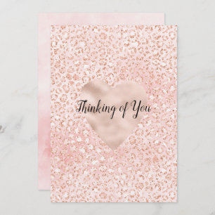 Blush Pink Glitter Leopard Print Heart   Card