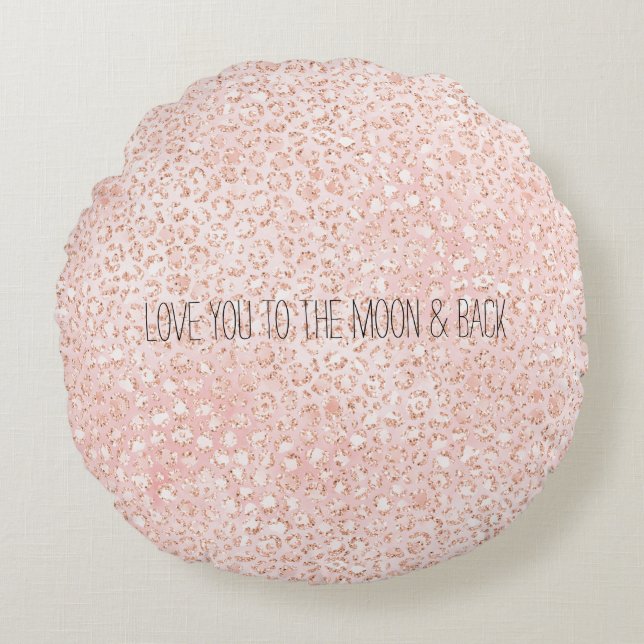 Blush Pink Glitter Leopard Print       Round Cushion (Front)