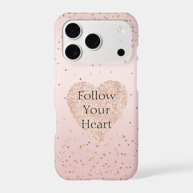 Blush Pink Glitter Love Gold Confetti Heart (Back)
