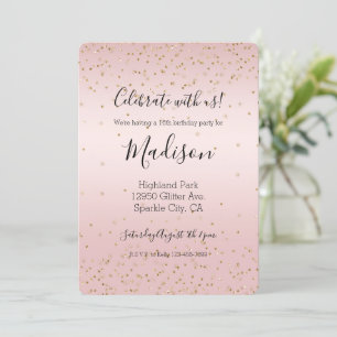 Blush Pink Glitter Love Gold Confetti   Invitation