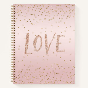 Blush Pink Glitter Love Gold Confetti Notebook