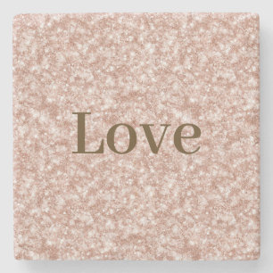 Blush Pink Glitter Love Valentine's Day Stone Coaster
