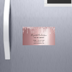 Blush pink glitter metallic elegant business  	Magnetic business card