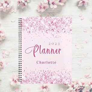 Blush pink glitter name appointment 2025 planner