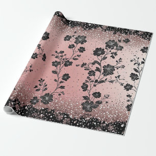 Blush Pink Glitter Parisian Theme Metallic Silver  Wrapping Paper