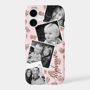 Blush Pink Glitter Photo Collage Personalised Name
