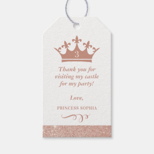 Blush Pink Glitter Princess Crown Favour Gift Tags