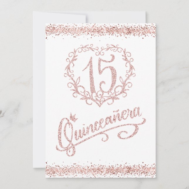 Blush Pink Glitter  Quinceañera 15  Invitation (Front)