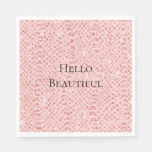 Blush Pink Glitter Snake Skin Animal Print Napkin