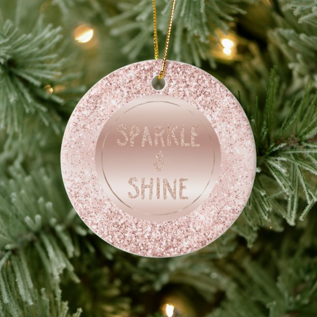 Blush Pink Glitter Sparkle       Ceramic Ornament (Tree)