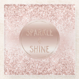 Blush Pink Glitter Sparkle Glass Coaster
