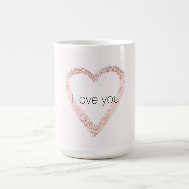 Blush Pink Glitter Sparkle Heart Coffee Mug (Center)