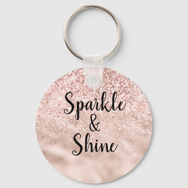 Blush Pink Glitter Sparkle   Key Ring (Front)