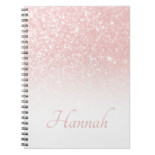 Blush Pink Glitter White Ombre Notebook