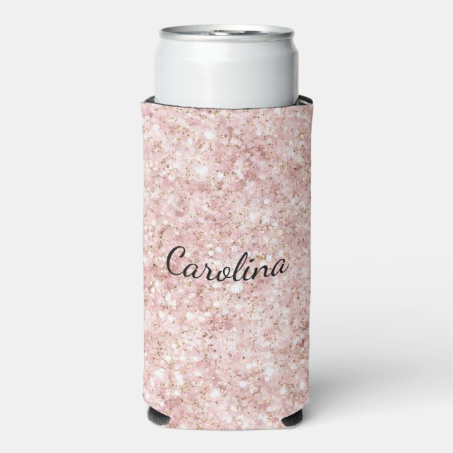 Blush Pink Glitzy Glitter Seltzer Can Cooler (Seltzer Front)