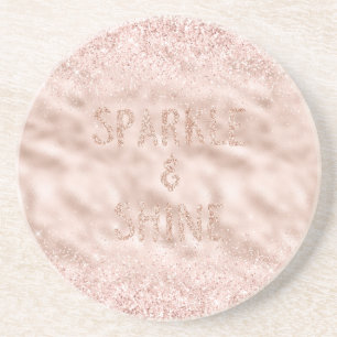 Blush Pink Glitzy Glitter Sparkle Coaster
