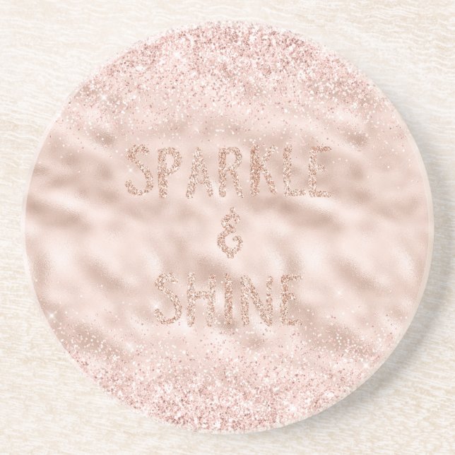 Blush Pink Glitzy Glitter Sparkle    Coaster (Front)