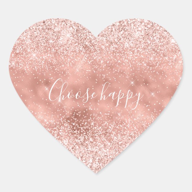 Blush Pink Glitzy Sparkle Glitter Heart Sticker (Front)