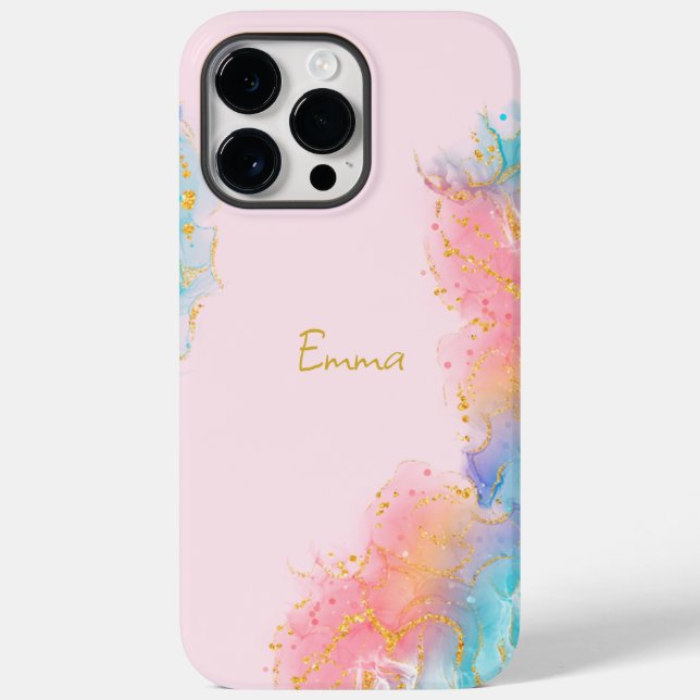 Blush Pink Gold Abstract iPhone 14 Pro Max case (Back)