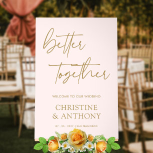 Blush Pink & Gold Acrylic Wedding Welcome Sign