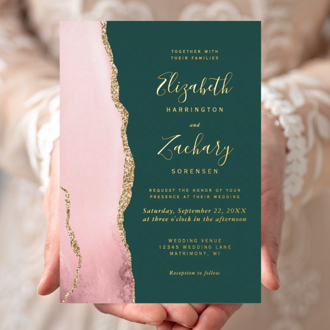 Blush Pink Gold Agate Emerald Green Wedding (Creator Uploaded)