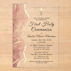 Blush Pink Gold Agate First Holy Communion Girl