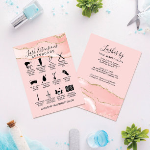 Blush Pink Gold Agate Lash Extension Aftercare Business Card