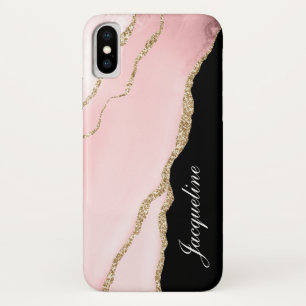 Blush Pink Gold Agate Modern Watercolor iPhone X Case