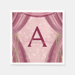 Blush Pink, Gold and Burgundy Girl's Birthday Napkin