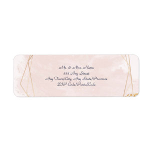 Blush Pink, Gold and Navy, Wedding Return Address Return Address Label